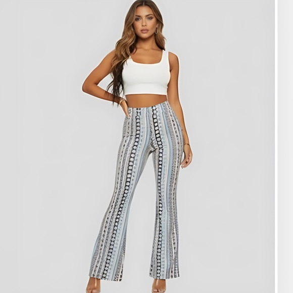 Boho High Waist Flare Leg Pant - Picture 1 of 8